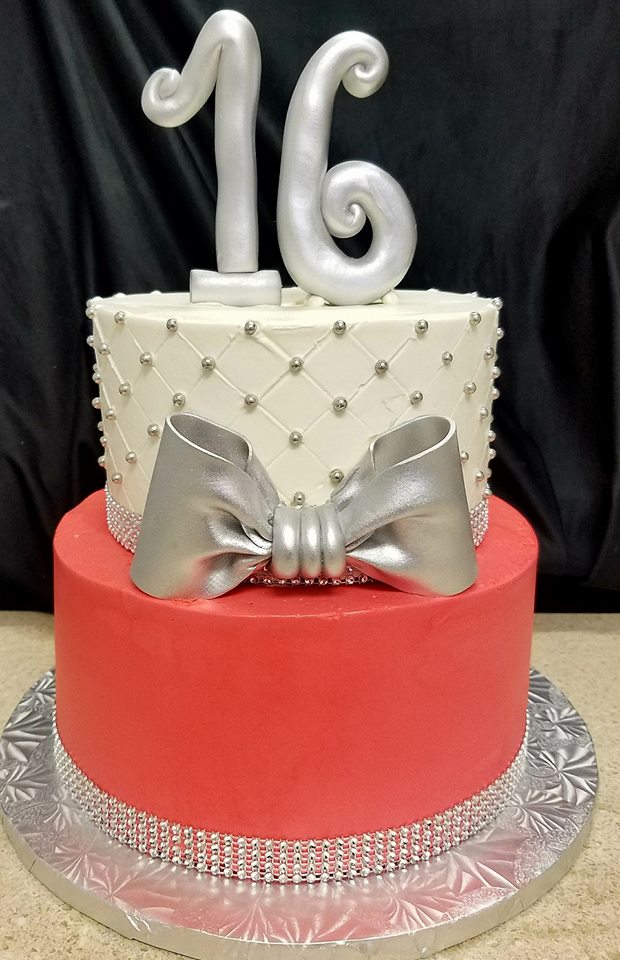 Silver and Red Cake