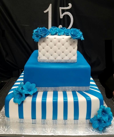 Blue and White Cake