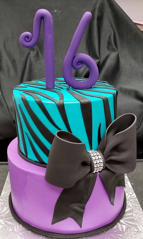 Purple Teal and Black Cake